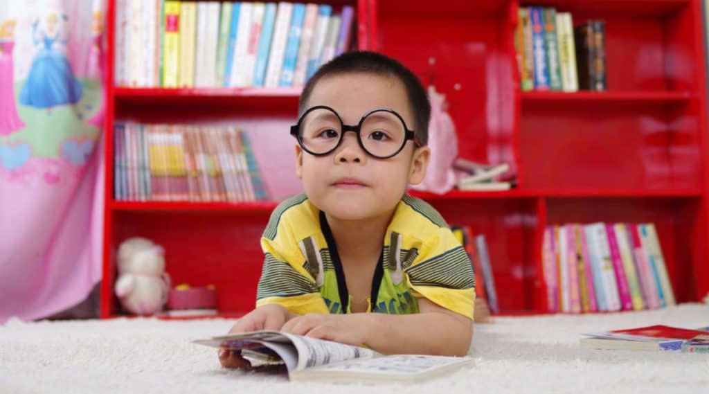 Boy learning to read