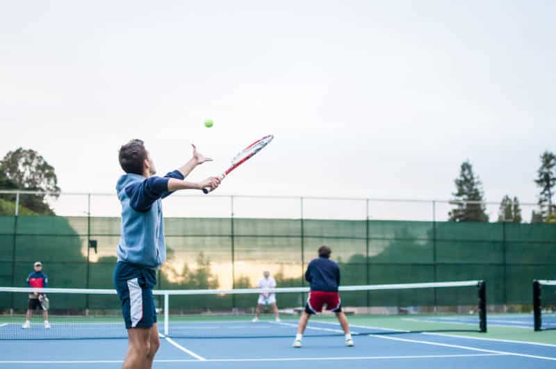 A doubles game of tennis