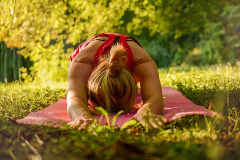 Woman practicing yoga pose